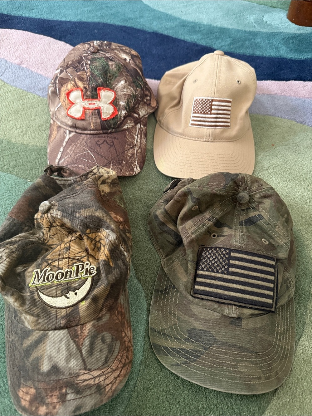 47, Under Armour, moon pie, Camouflage Baseball Cap lot of 4